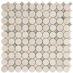 White Marble Penny Rounds and Multicolor Stars Mosaic Tile