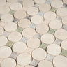 White Marble Penny Rounds and Multicolor Stars Mosaic Tile