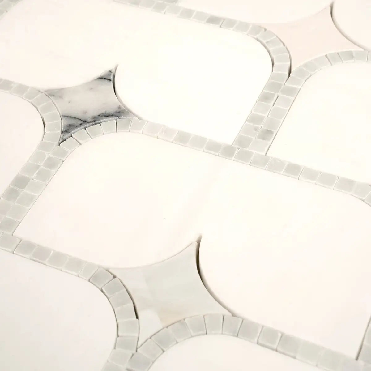 White Stadium and Multicolor Stars Marble Mosaic Tile