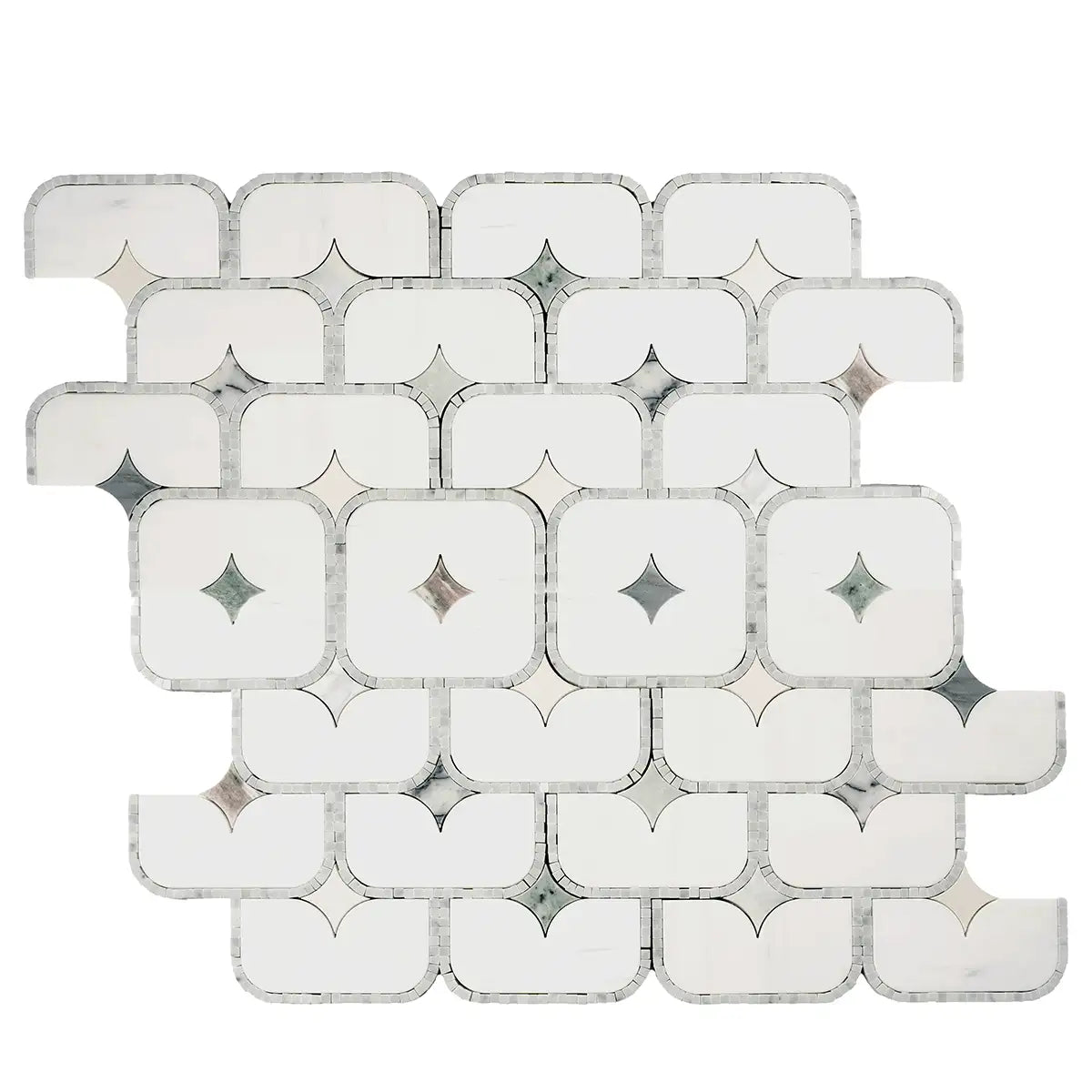 White Stadium and Multicolor Stars Marble Mosaic Tile