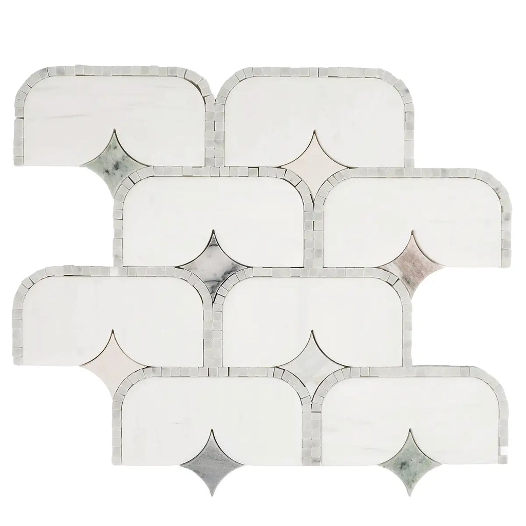 White Stadium and Multicolor Stars Marble Mosaic Tile