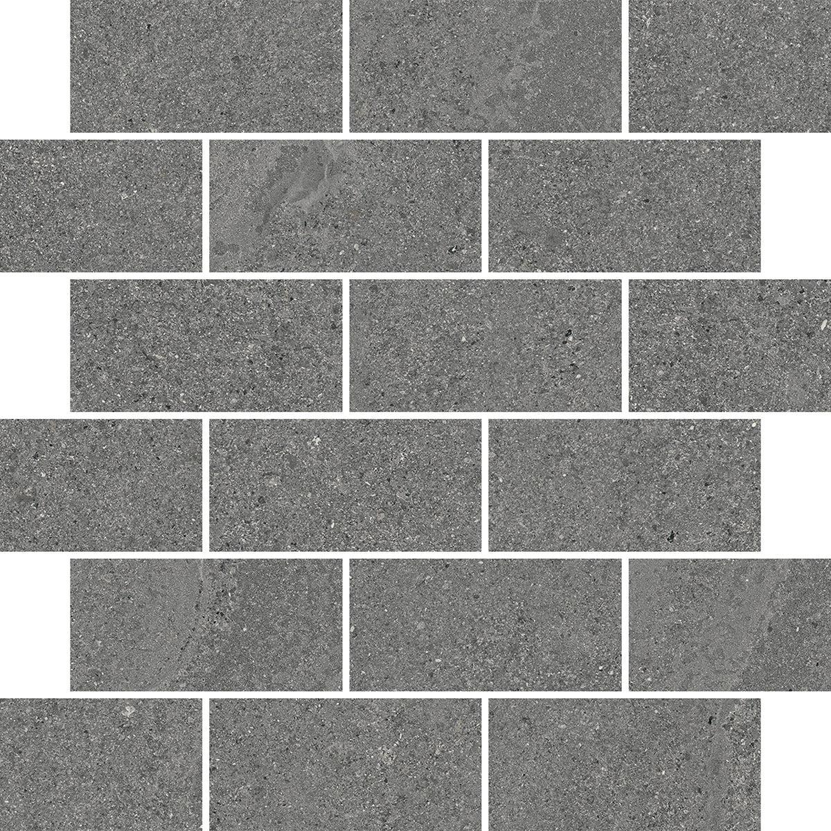 Newport Anthracite Concrete Look Brick Mosaic Tile Sample 12x12 | Tile Club