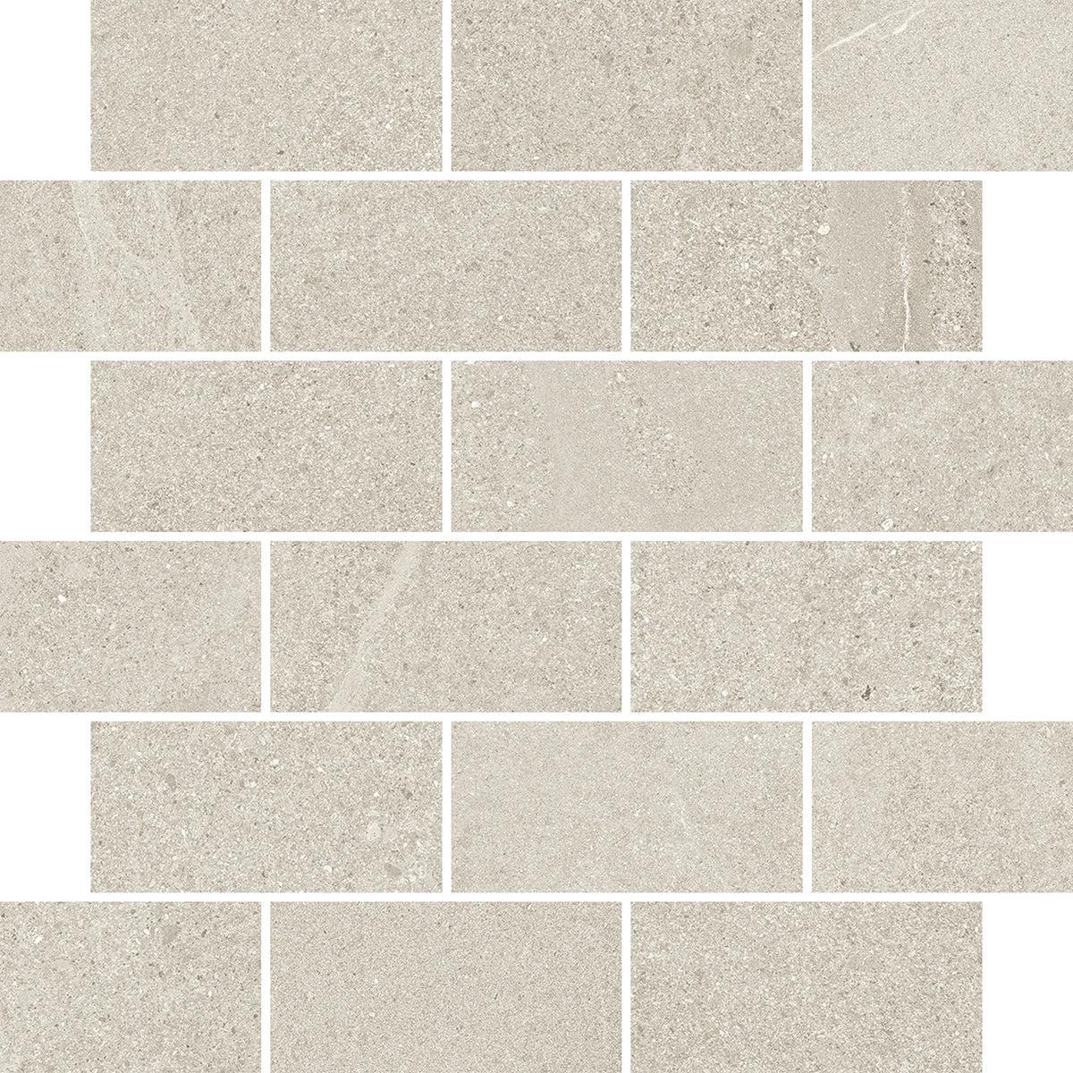 Newport Ivory Concrete Look Brick Mosaic Tile Sample 12x12 | Tile Club