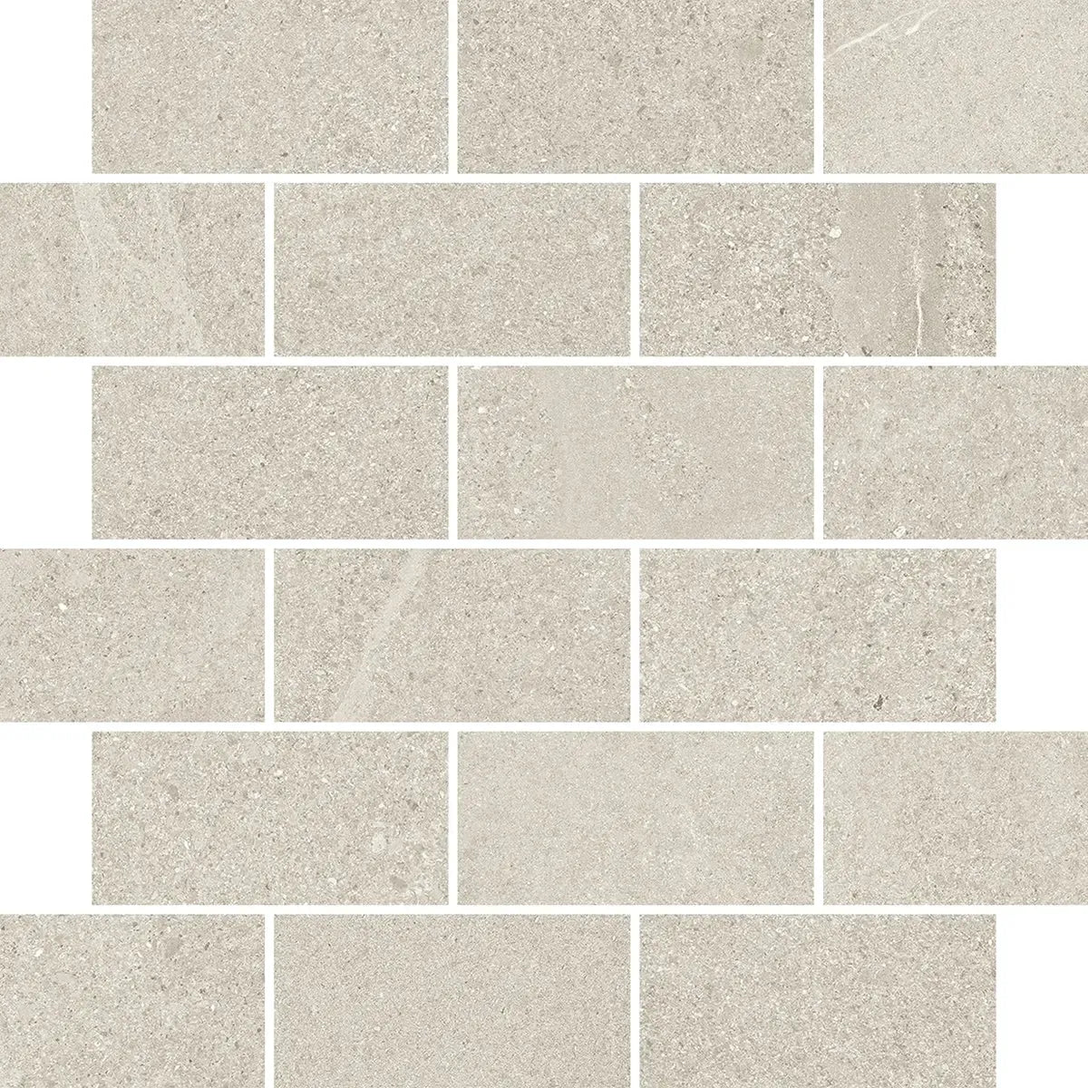 Newport Ivory Concrete Look Brick Mosaic Tile 12x12 | Tile Club