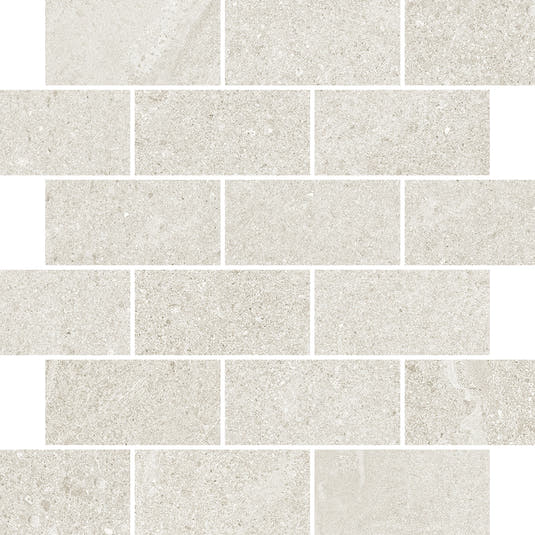 Newport White Concrete Look Brick Mosaic Tile 12x12 | Tile Club