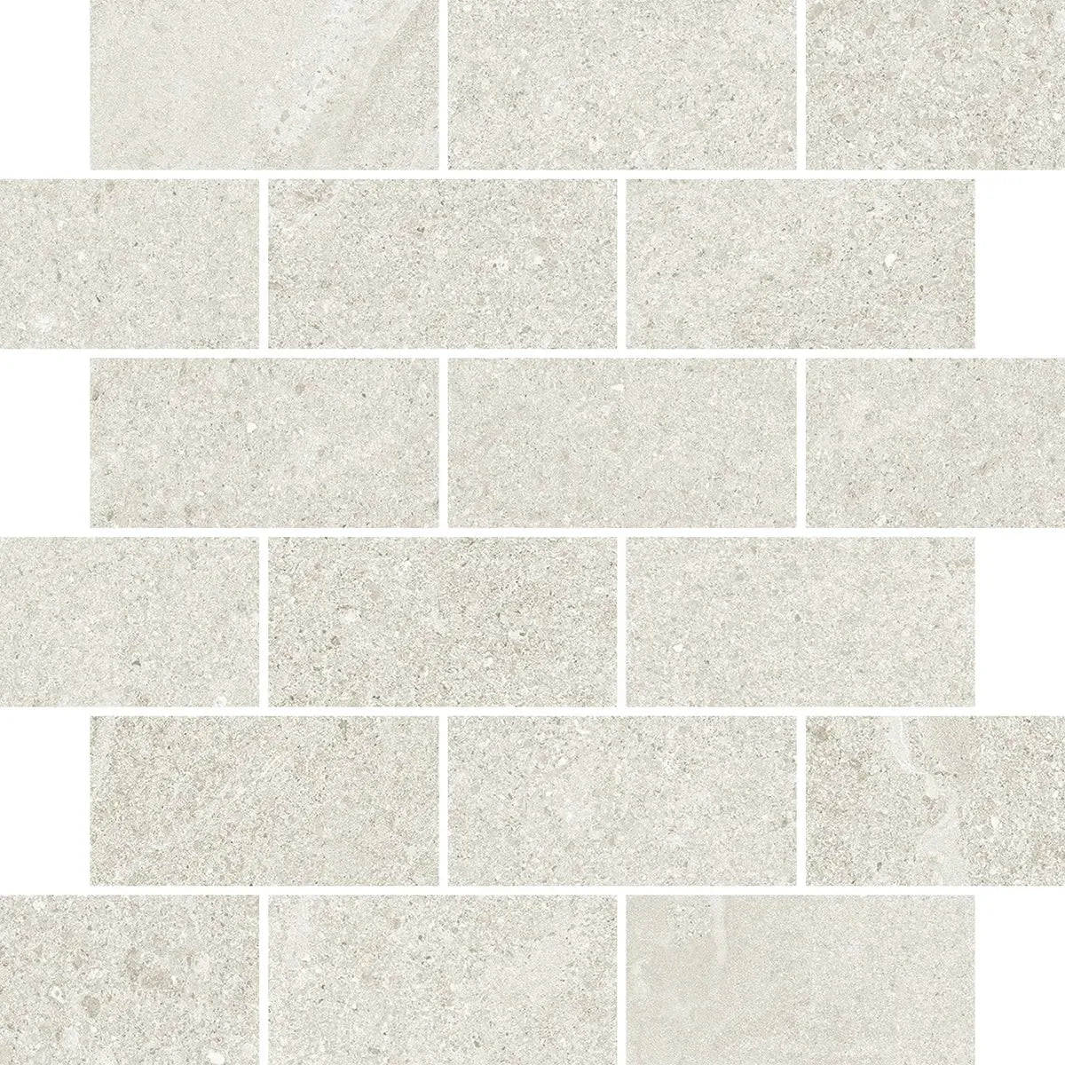 Newport White Concrete Look Brick Mosaic Tile 12x12 | Tile Club