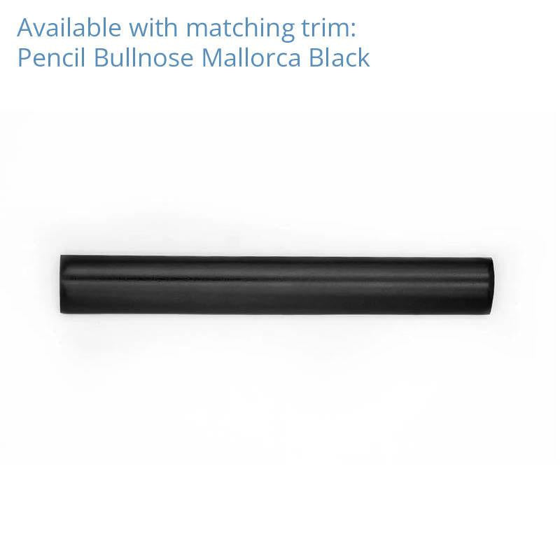 Mallorca Black Ceramic Subway Tile 2.5x8