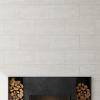 Mammoth Bone Stone Look Porcelain Tile 12" x 24 Fireplace Surround