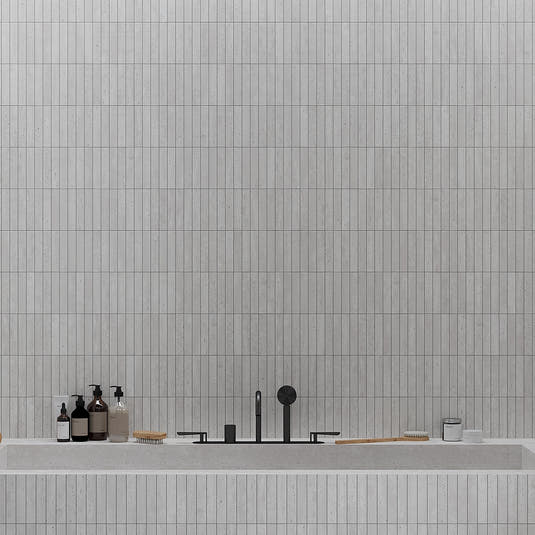 Mammoth Silver KitKat Stone Look Ceramic Tile Bathroom