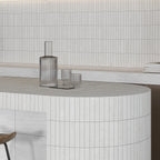 Mammoth White KitKat Stone Look Ceramic Tile Kitchen Backsplash & Bar