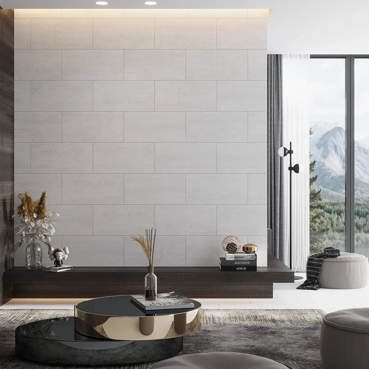 Mammoth White Stone Look Porcelain Tile 12" x 24 | Tile Club