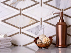 Medieval Diamonds Calacatta Gold & Lagos Azul Mosaic Tile | Tile Club
