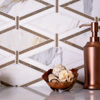 Medieval Diamonds Calacatta Gold & Lagos Azul Mosaic Tile