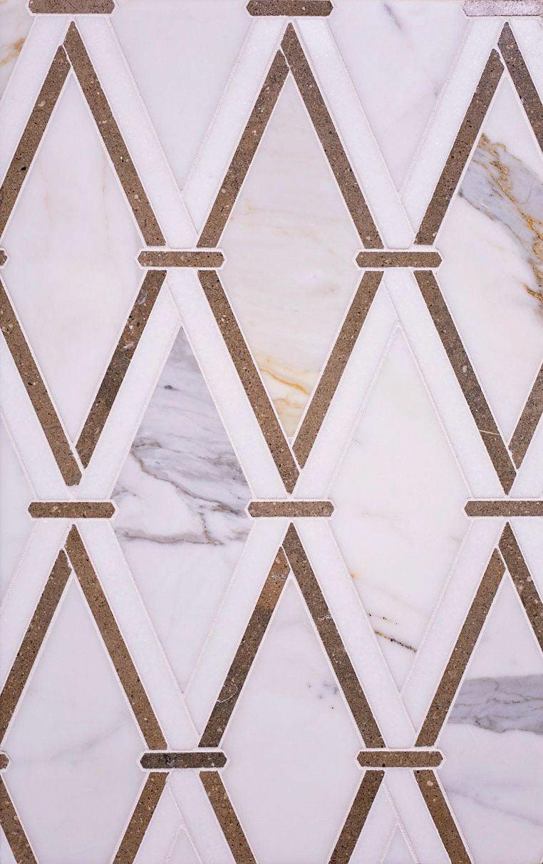 Calacatta Gold Diamond Pattern Mosaic Backsplash Tile