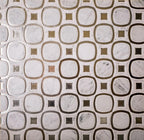 Carrara marble and silver glass geometric mosaic tile