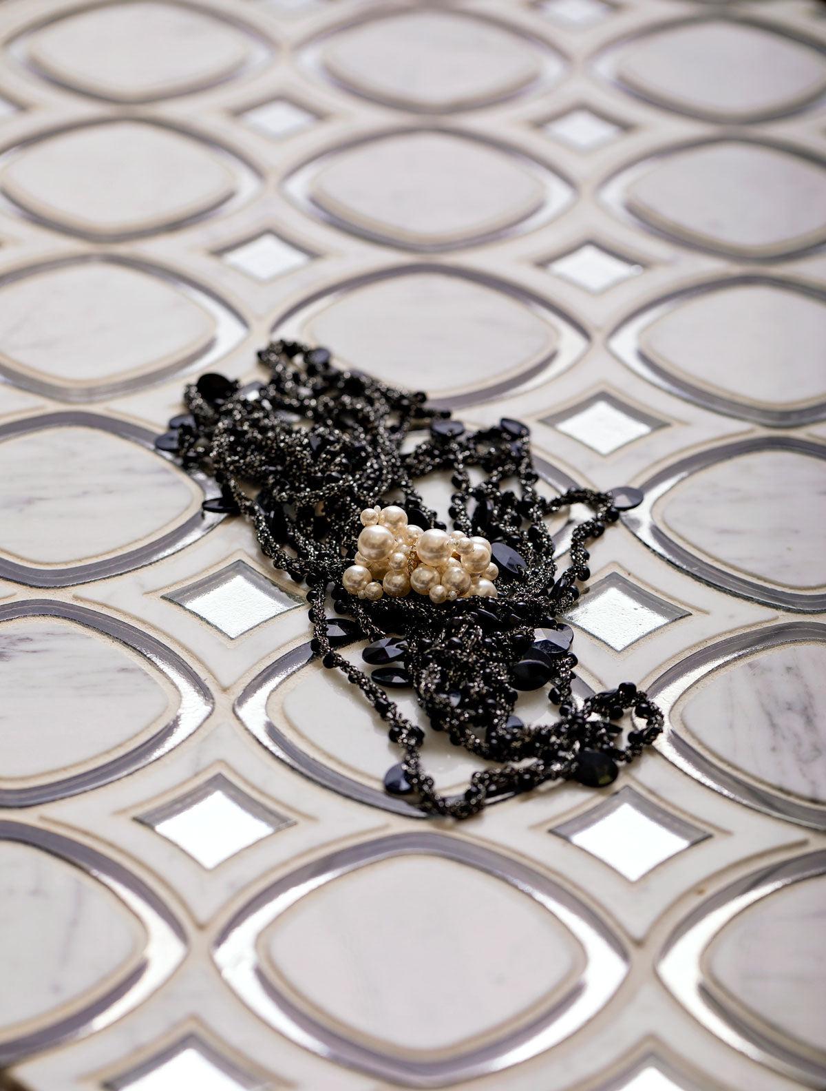 Milan White & Silver Mosaic Tile | Tile Club