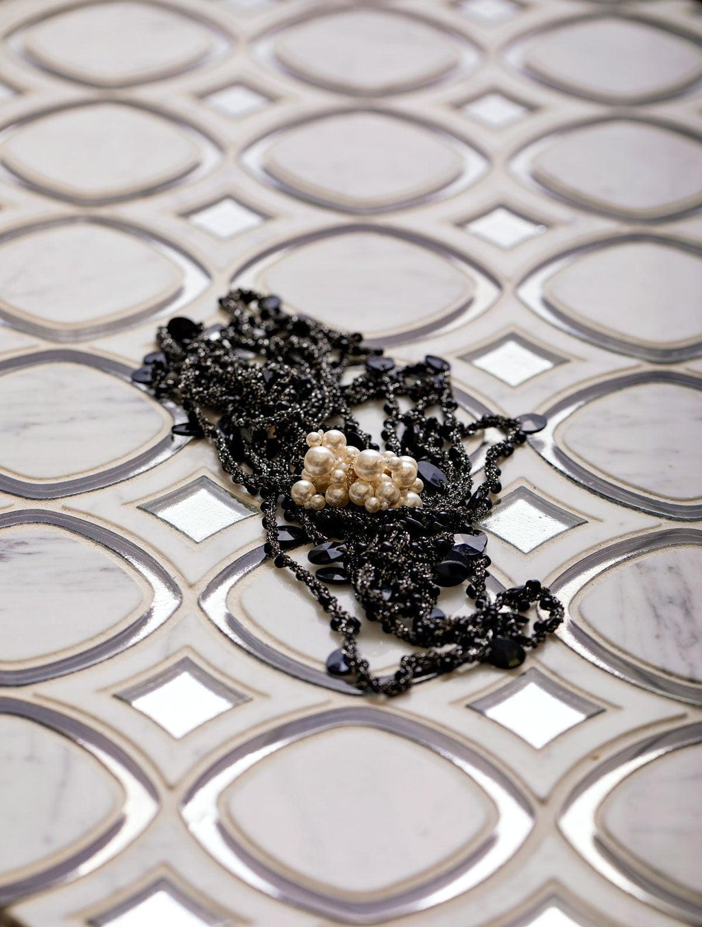 Milan White & Silver Mosaic Tile | Tile Club