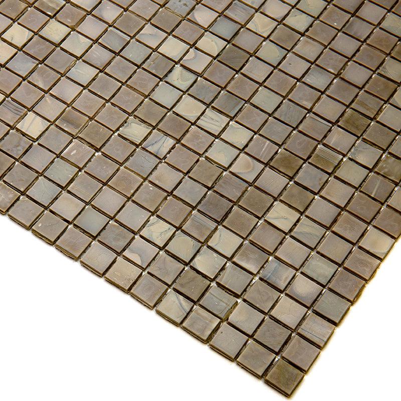 Milk Chocolate Mixed Squares Glass Pool Tile | Tile Club