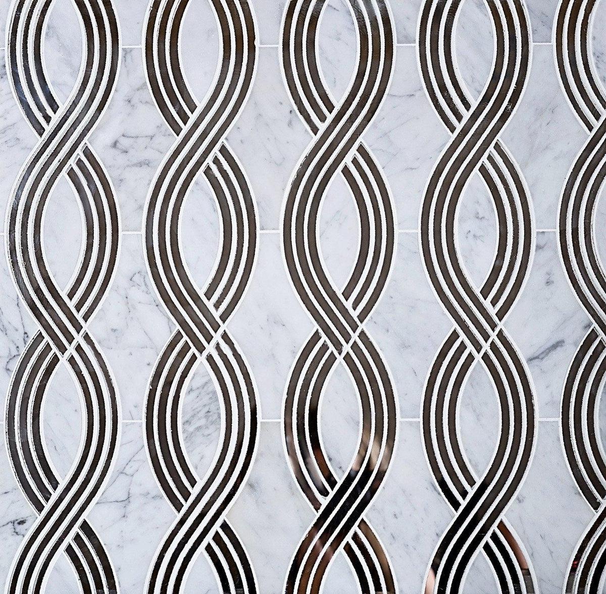 carrara mirror ribbon mosaic tile