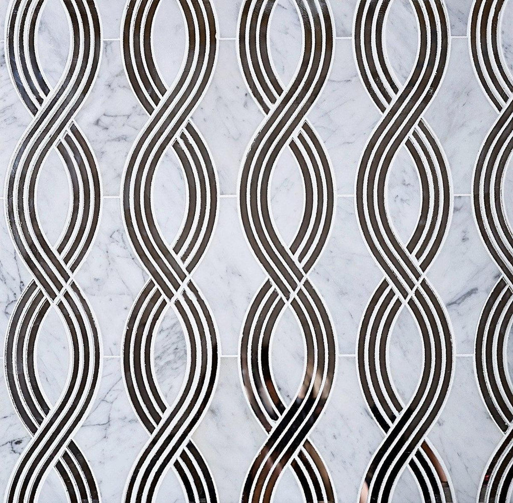carrara mirror ribbon mosaic tile