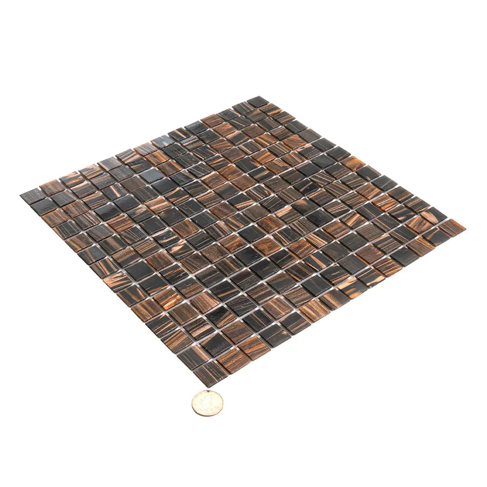 Woodgrain Mixed Squares Glass Tile | Tile Club
