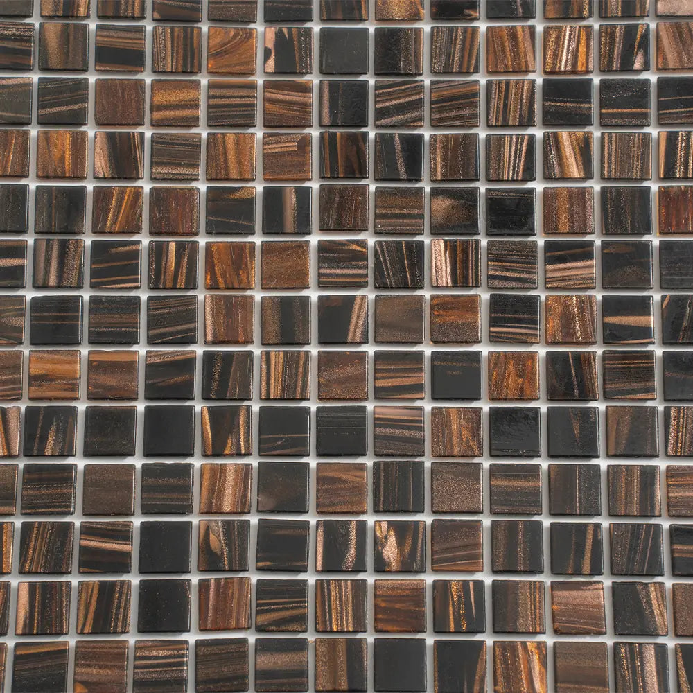 Woodgrain Mixed Squares Glass Tile | Tile Club