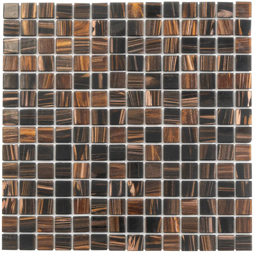 Woodgrain Mixed Squares Glass Tile | Tile Club