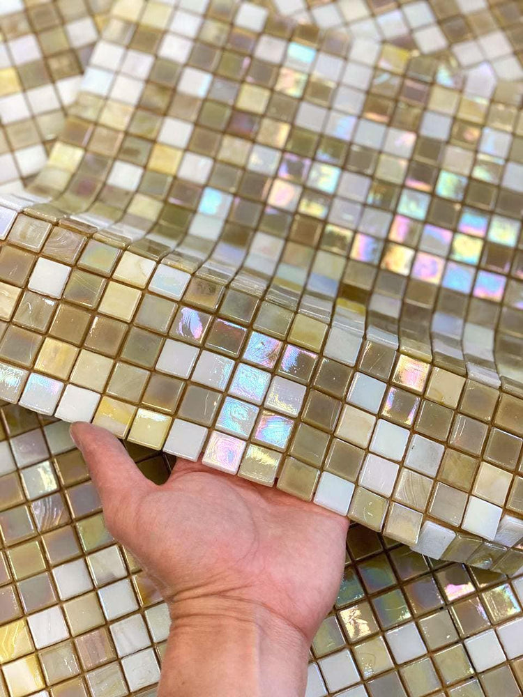 Mixed Gold & White Glass Tile | Tile Club