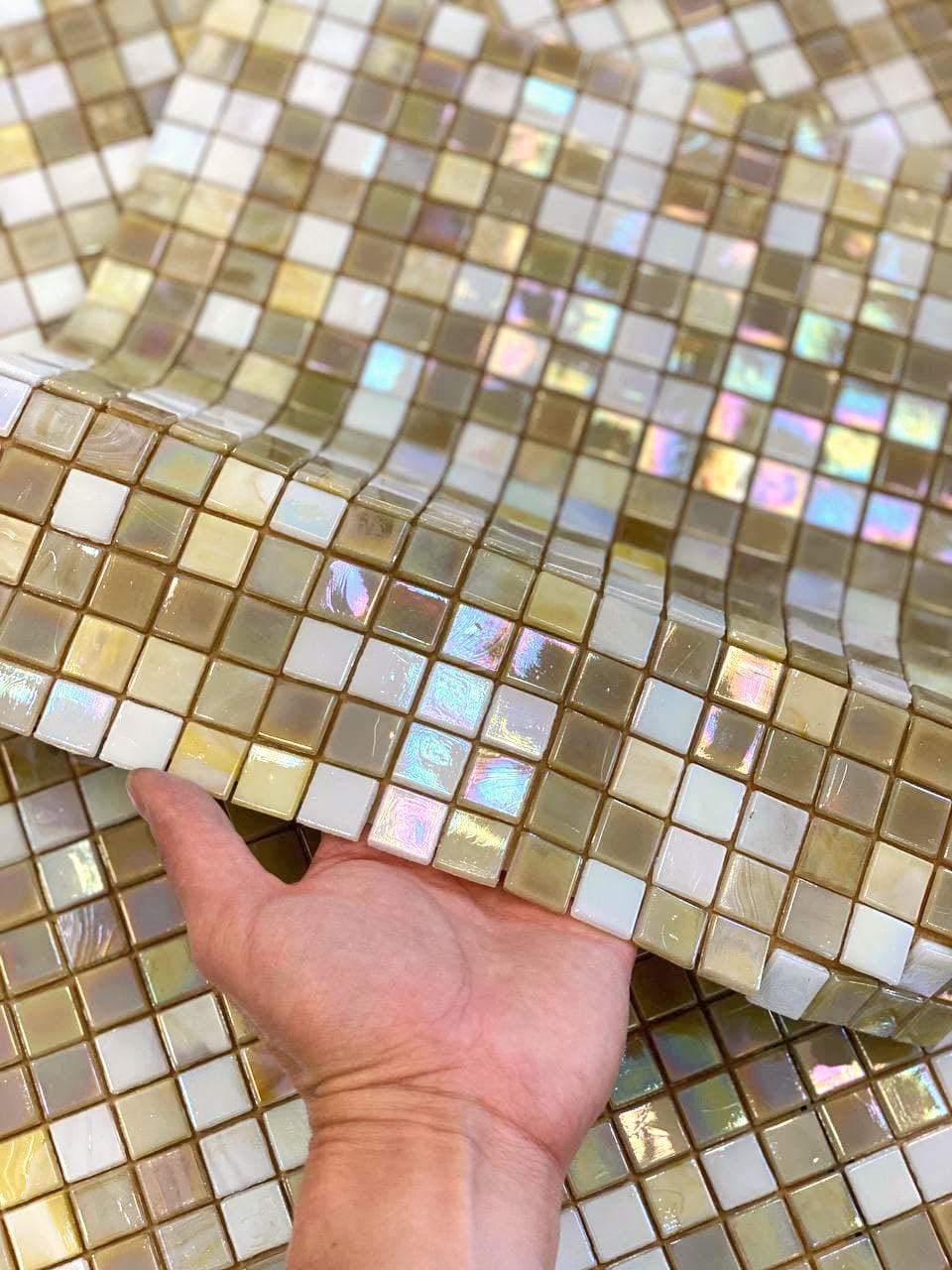 Mixed Gold & White Glass Tile | Tile Club