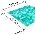 Mixed Blue Green Swirls Squares Glass Pool Tile | Tile Club