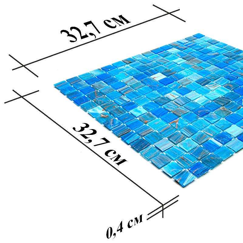 Mixed Blue & Gold Squares Glass Pool Tile | Tile Club