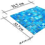 Mixed Blue & Gold Squares Glass Pool Tile | Tile Club