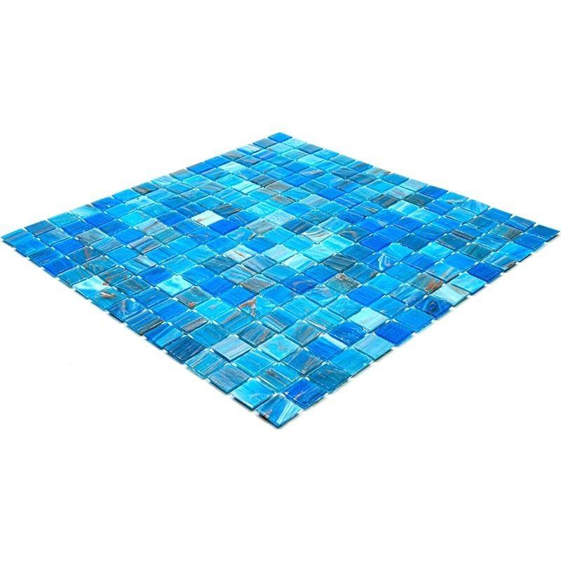 Mixed Blue & Gold Squares Glass Pool Tile