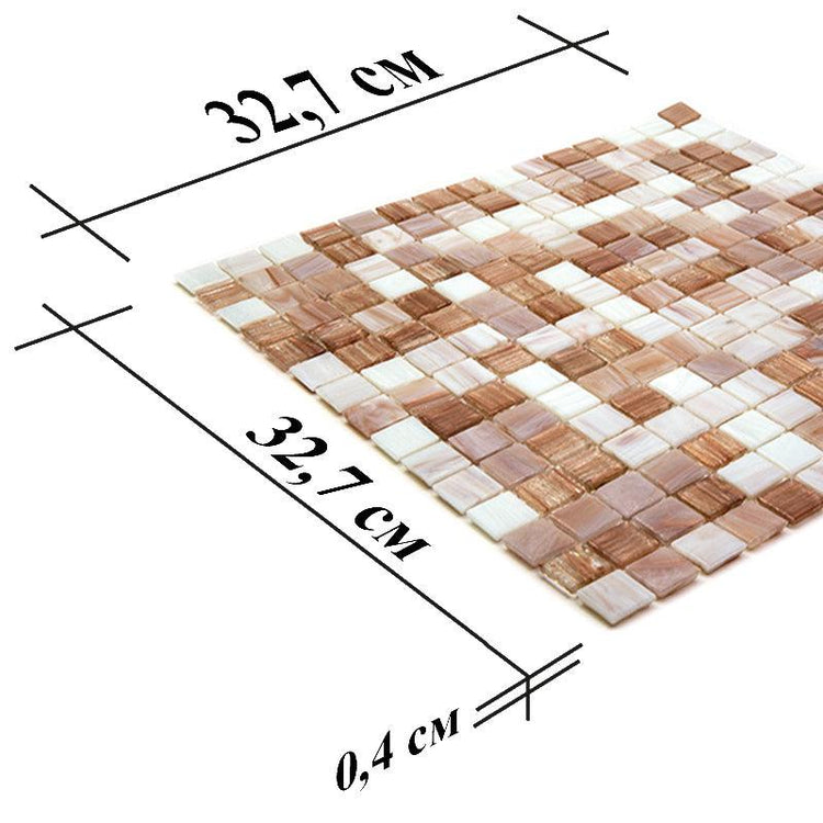 Mixed Cocoa & Cream Squares Glass Tile | Tile Club