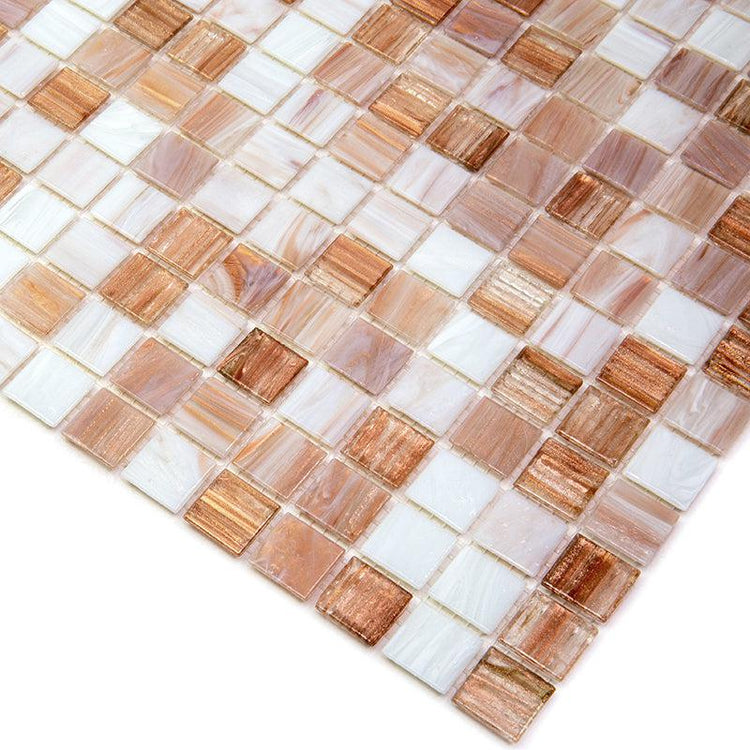 Mixed Cocoa & Cream Squares Glass Tile | Tile Club