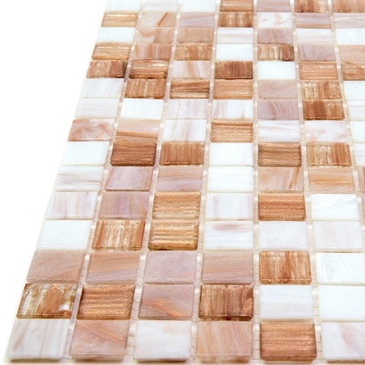 Mixed Cocoa & Cream Squares Glass Tile | Tile Club