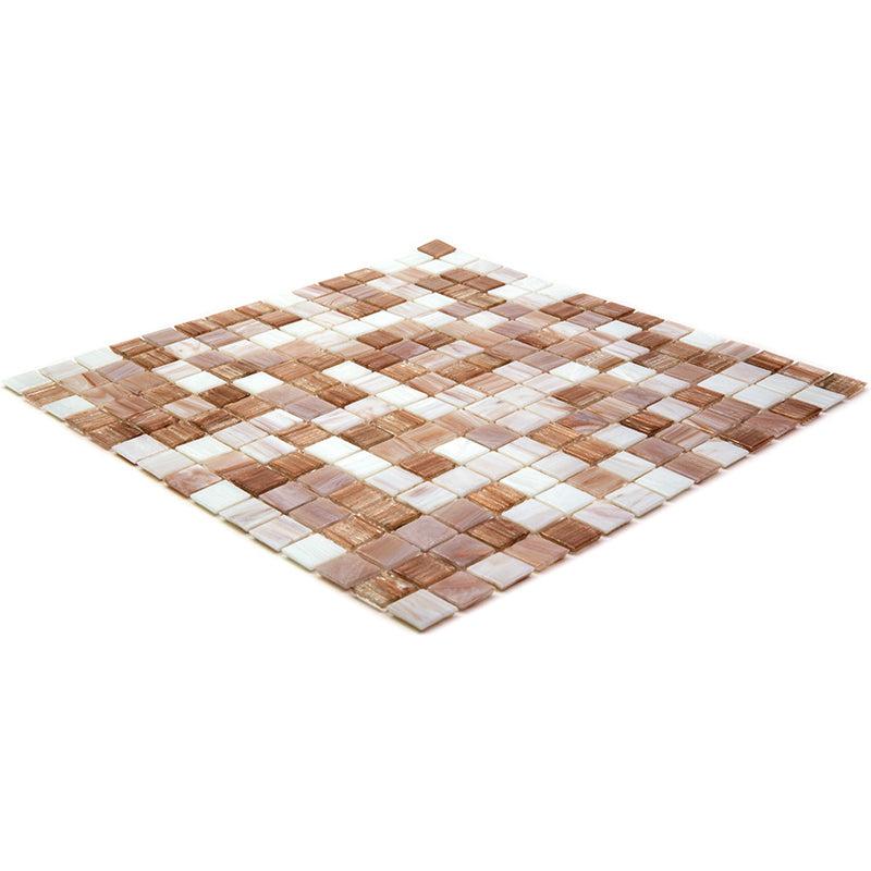 Mixed Cocoa & Cream Squares Glass Tile