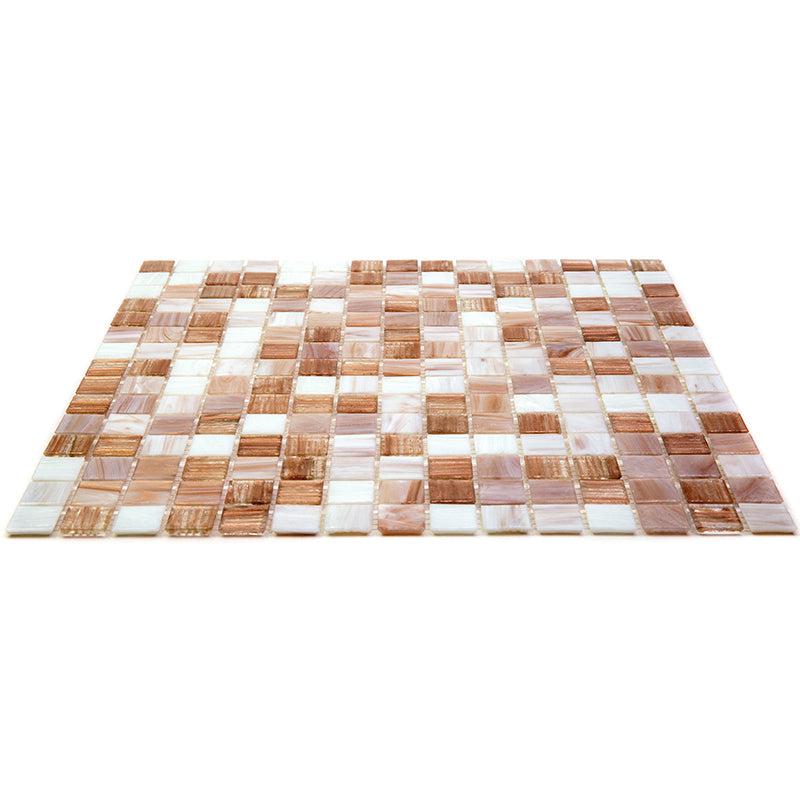 Mixed Cocoa & Cream Squares Glass Tile