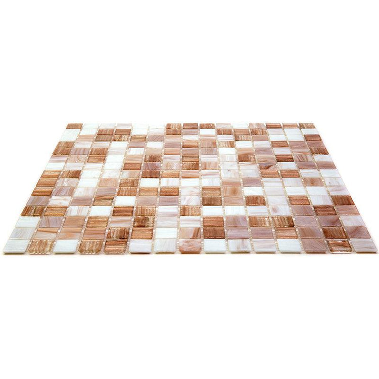 Mixed Cocoa & Cream Squares Glass Tile | Tile Club