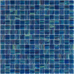 Mixed Denim Squares Glass Pool Tile Sample