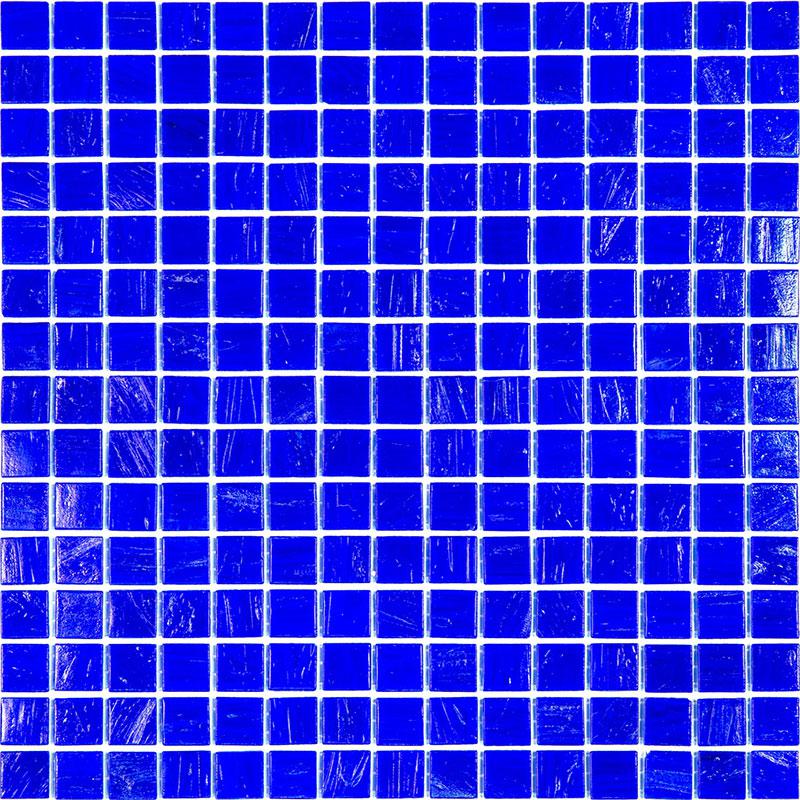 Mixed Navy Blue Squares Glass Pool Tile Sample