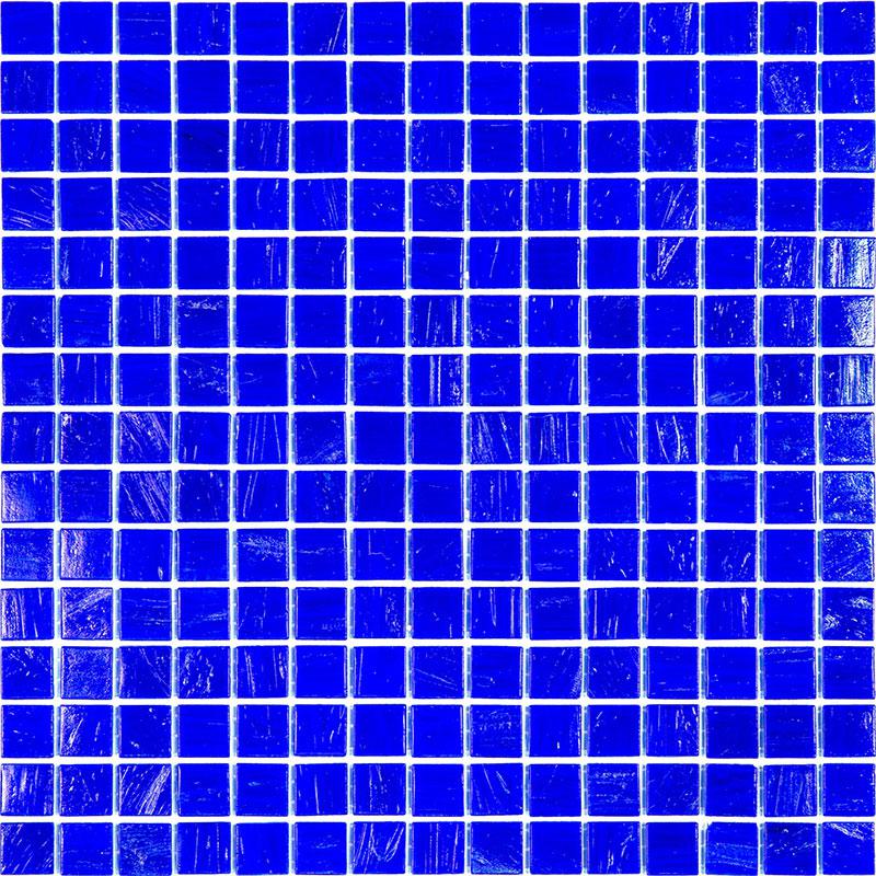 Mixed Navy Blue Squares Glass Pool Tile Sample