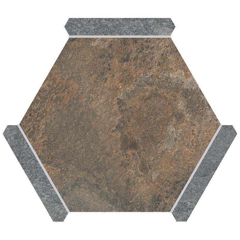 Montura Bronze Slate Porcelain Hexagon Tile Sample