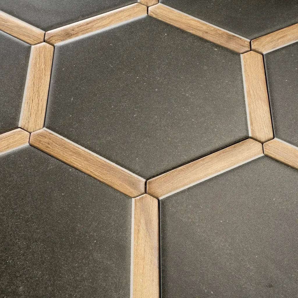 Montura Charcoal Concrete Porcelain Hexagon Tile | Tile Club