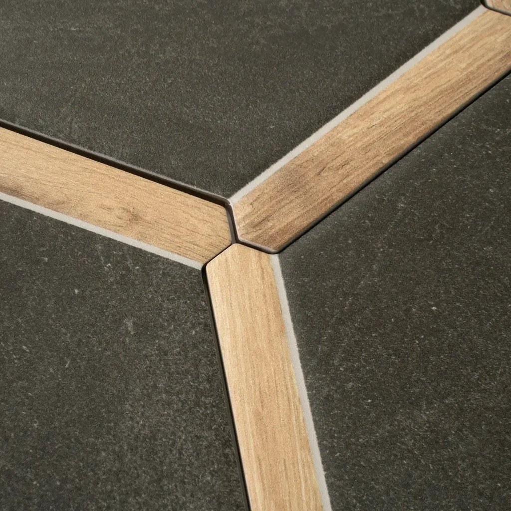 Montura Charcoal Concrete Porcelain Hexagon Tile | Tile Club