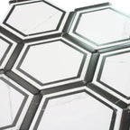 Montura White and Black Marbled Porcelain Hexagon Tile | Tile Club