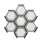 Montura White and Black Marbled Porcelain Hexagon Tile | Tile Club