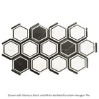 Montura White and Black Marbled Porcelain Hexagon Tile | Tile Club