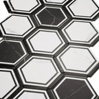 Montura White and Black Marbled Porcelain Hexagon Tile | Tile Club