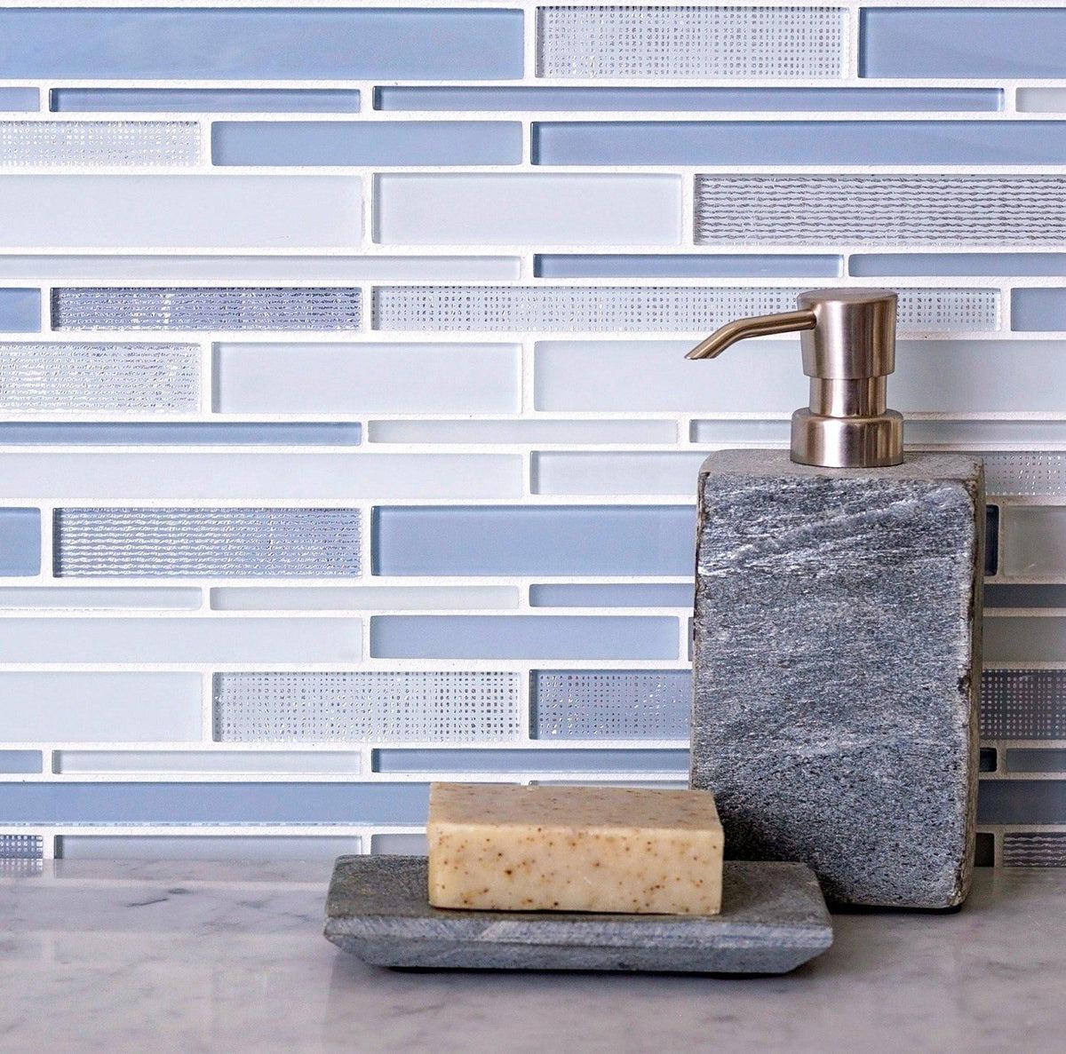 Moongrey Linear Glass Mosaic Tile